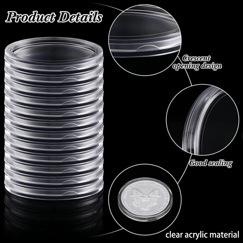 1PCS 40mm Coin Capsule Display Stand Acrylic Round Coin Collecting Storage  Box Case For Coin Collection Holder Container - AliExpress
