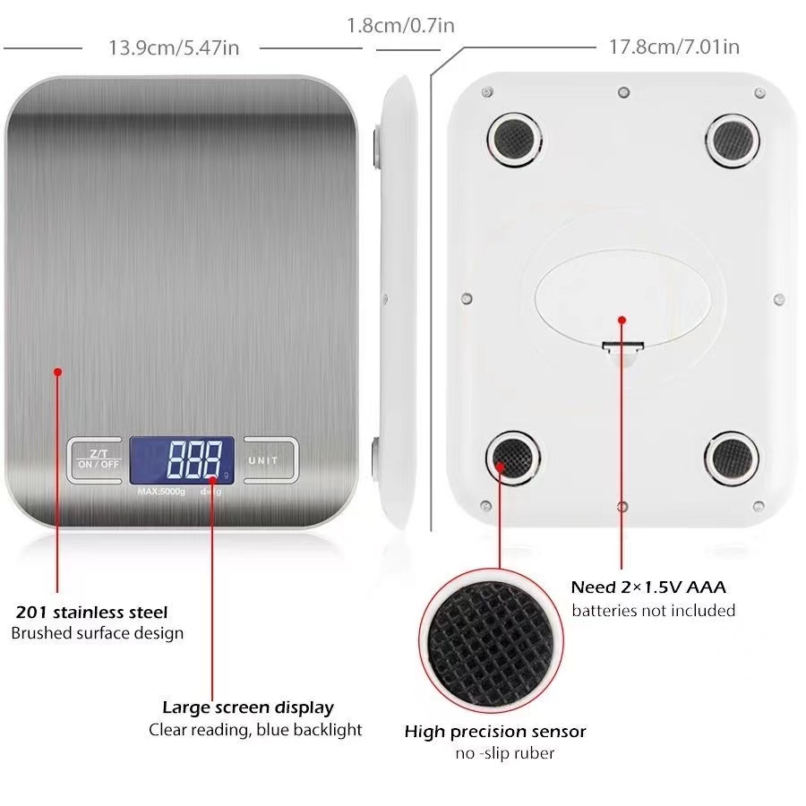 Rechargeable Stainless Steel Kitchen Scales - Accurate Gram Scale For Baking  And Cooking - Small And Portable - Includes 2 Aaa Batteries - Temu