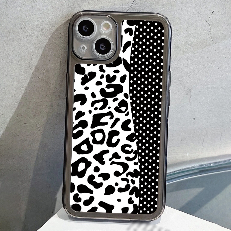 XH2096 Little White Spot white Dots Plus Squares And Black Lumps Pattern Phone Case For Iphone Series Good Quality And Durable Case For Men And Wome