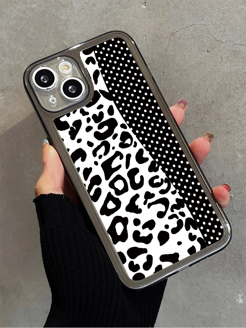 XH2096 Little White Spot white Dots Plus Squares And Black Lumps Pattern Phone Case For Iphone Series Good Quality And Durable Case For Men And Wome