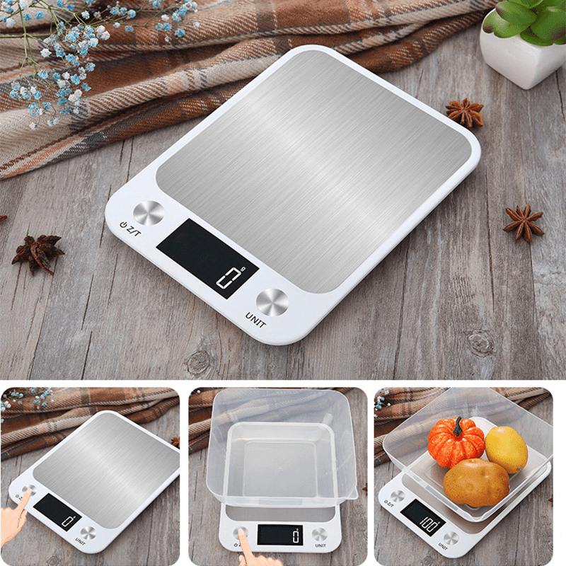 15KG LCD Electronic Kitchen Scales 15kg 1g Stainless Steel Diet Food  Digital Scale Touch Grams Weighing