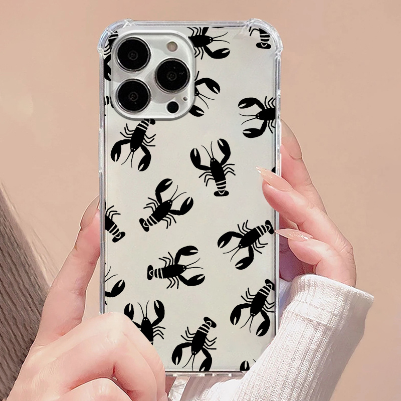 St4196 Crayfish Pattern Print Silicone Protective Phone Case - Temu