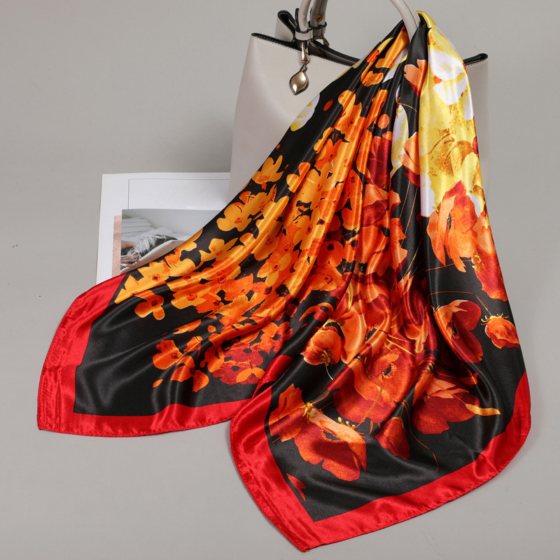 Classic Silk Shawl Square Scarf Head Wrap Bandana