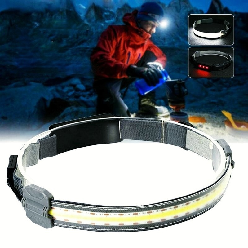 1pc 3 Mode USB Rechargeable LED Headlamp Super Bright COB Red Light High Hardness ABS Waterproof Head mounted Portable Camping Lamp