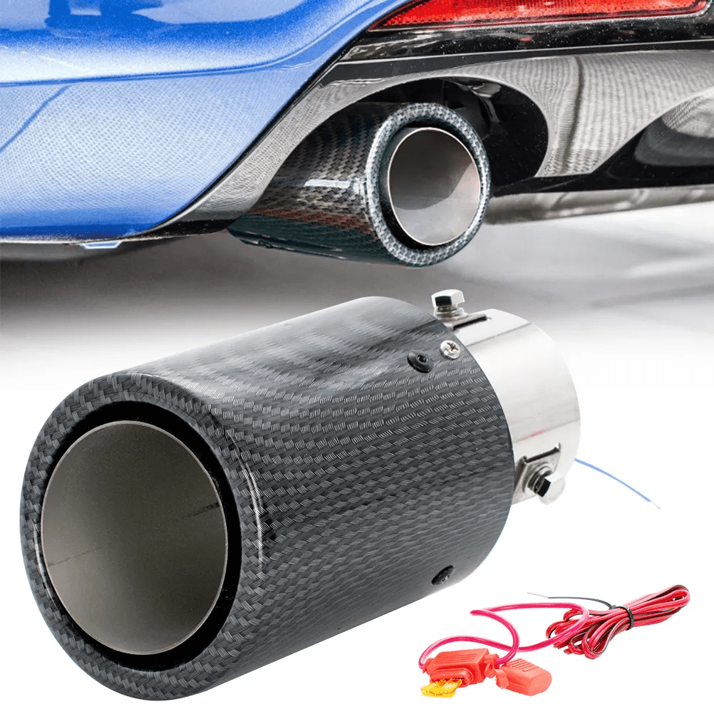Universal Car Modified 35-63mm Exhaust Muffler Tip Tail Pipe Carbon Fiber  Red LED Flaming Blue Luminous Chrome Silencer Turbo Sport