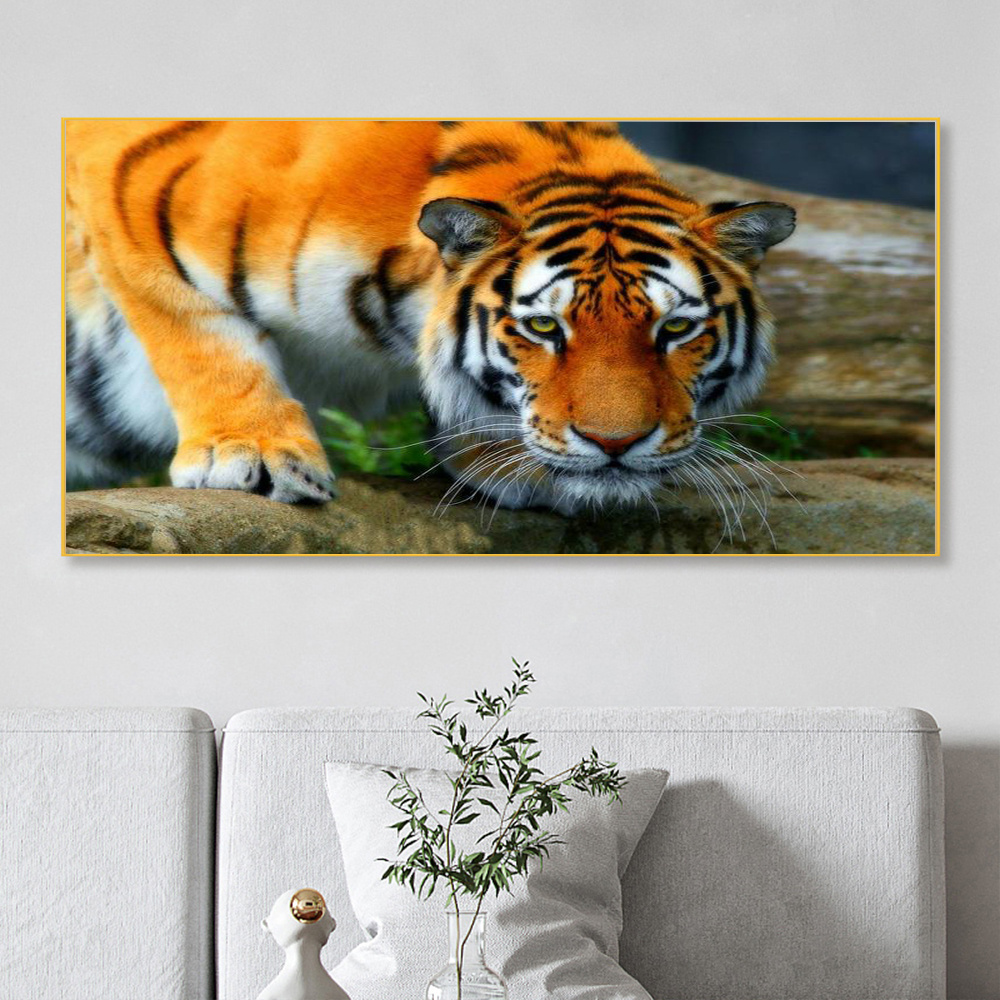 5d Diy Round Artificial Diamond Painting Kit Animal Tiger - Temu