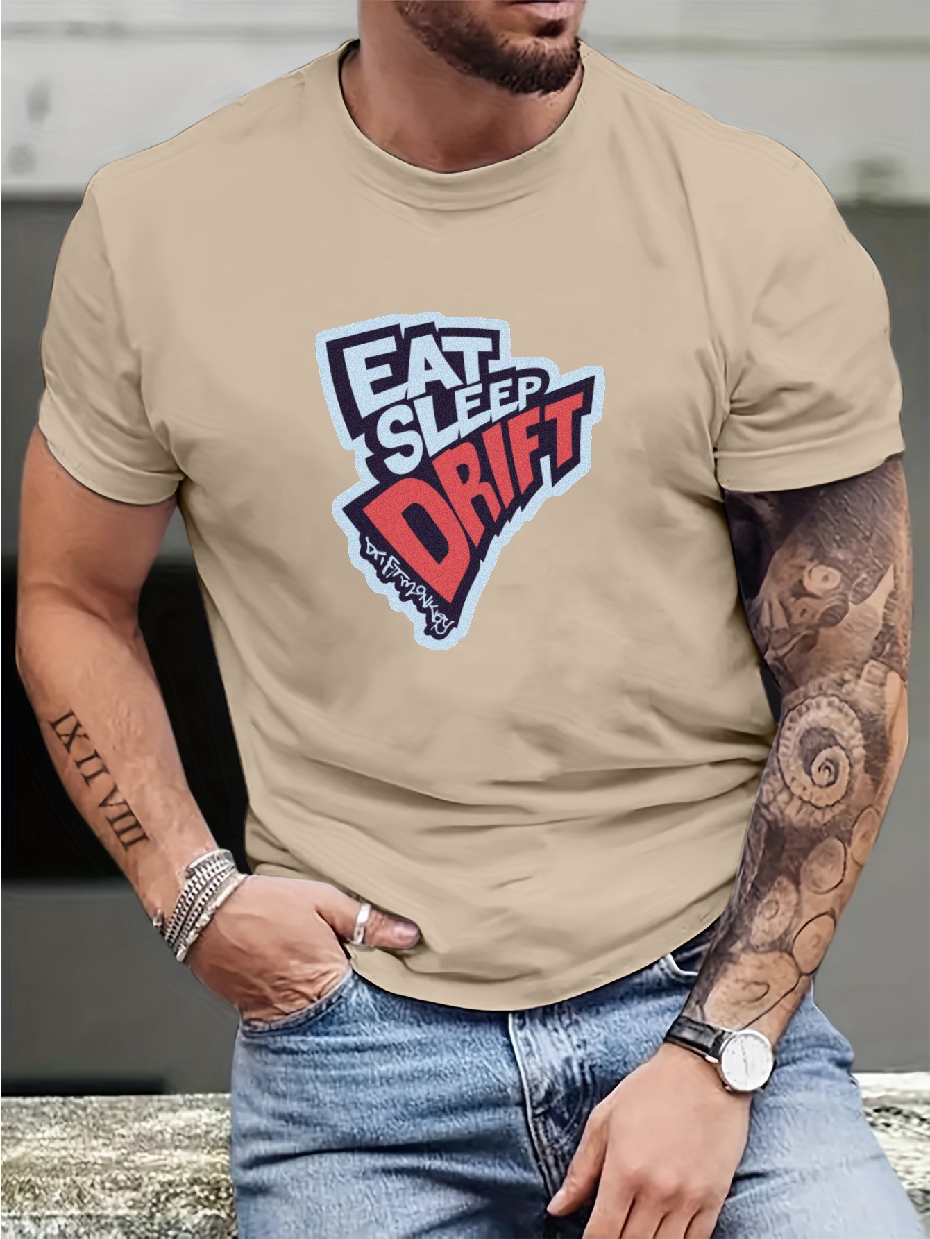 Plus Size Men s eat Sleep Drift Graphic T shirt Summer Temu