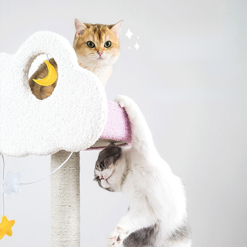 Cat Tree Cat Tower Cat Scratching Post Cat Climbing Tower For Indoor Cats Purple Pink Cat Activity Trees Jumping Platform details 8
