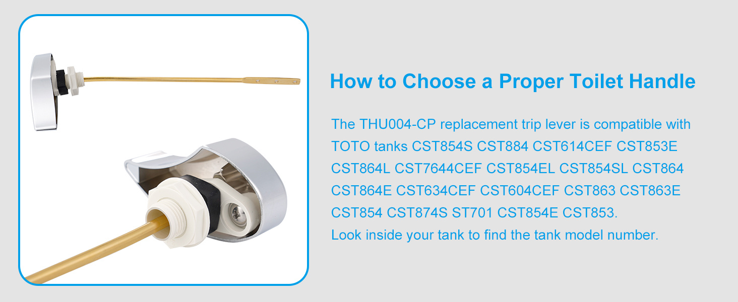 TOTO Toilet Handle Replacement Parts, Toilet Tank Flush Lever for TOTO  THU004-CP Trip Lvr for St701Cst854884 for TOTO ST701, CST853, CST854,  CST884, CST604CEF, CST614CEF Flush Handle 