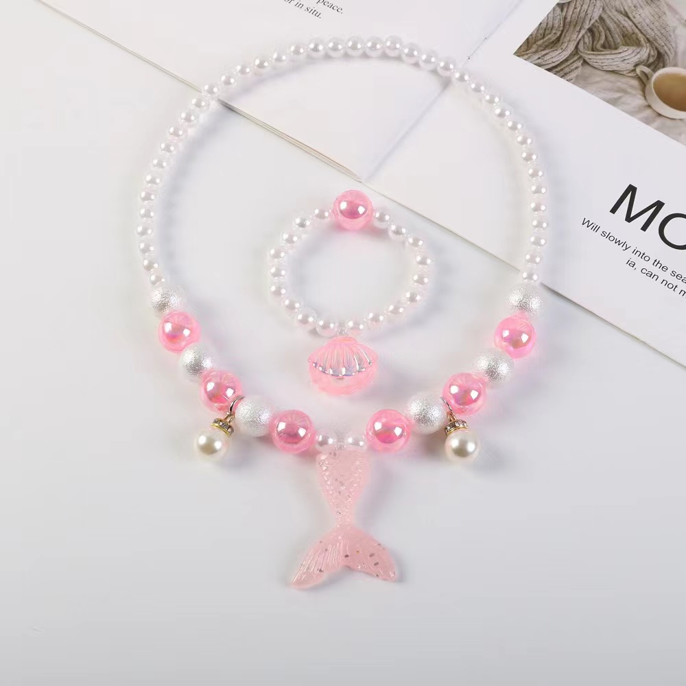 Girl's Romantic Mermaid Jewelry Set Fishtail Pendant - Temu