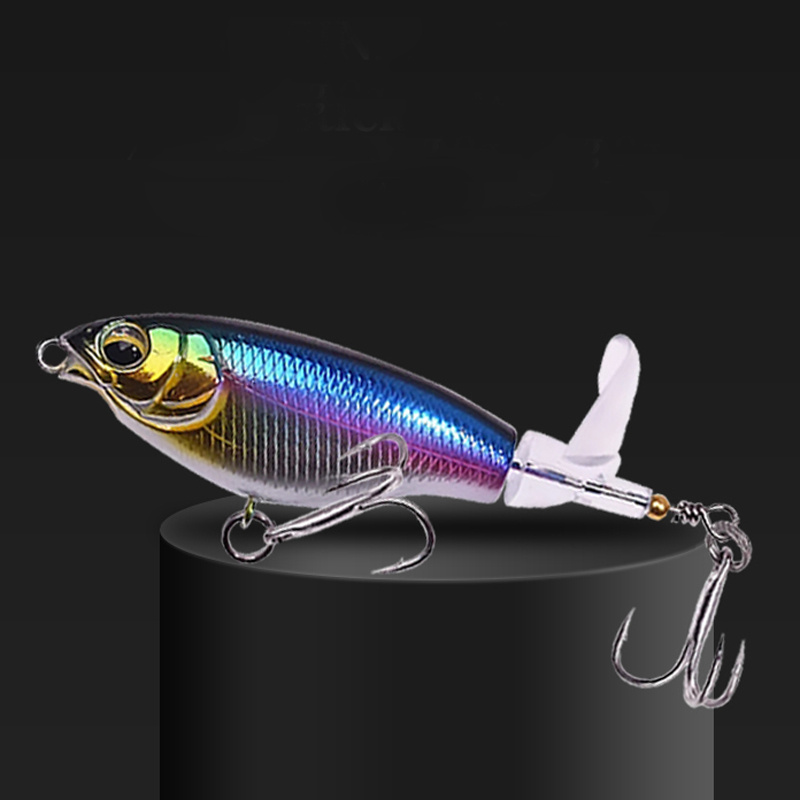 1pcs New Quality 9cm 17g Whopper Plopper Topwater Floating Fishing Lure  Artificial Hard Popper Bait Soft Rotating Tail 8 colors