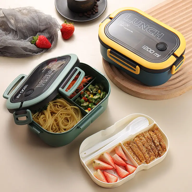 Leakproof Divided Bento Box - Portable Microwavable Lunch Box With Two  Layer Grid - Capacity - Temu Germany