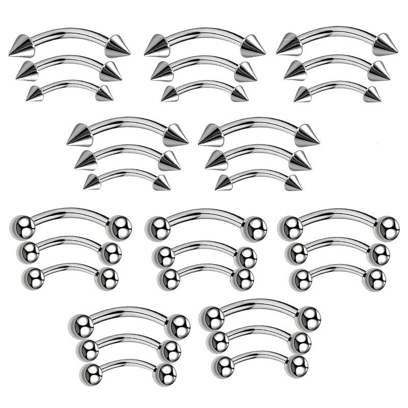 30pcs Eyebrow Piercing Jewelry Curved Barbell Kit, Men