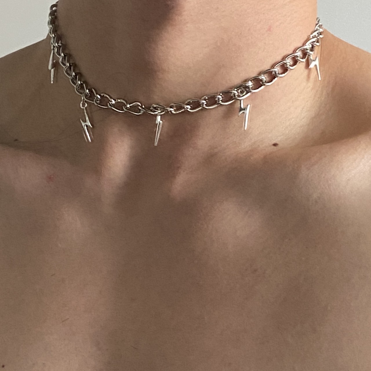Barbed Wire Razor Blade Layered Chain Choker Necklace - Silver