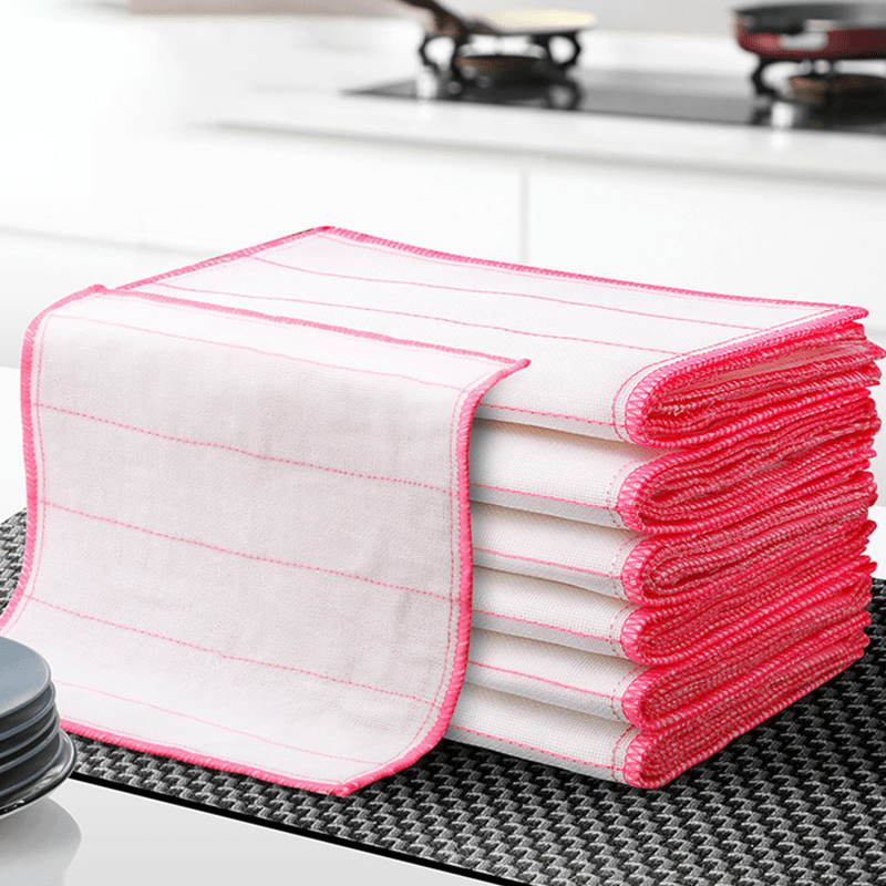 2/3/5PCS/SET Bamboo Fiber Dish Towel Double Thickened Absorbent Rag Kitchen  Towels Household Items Cleaning Supplies Cloth Tools