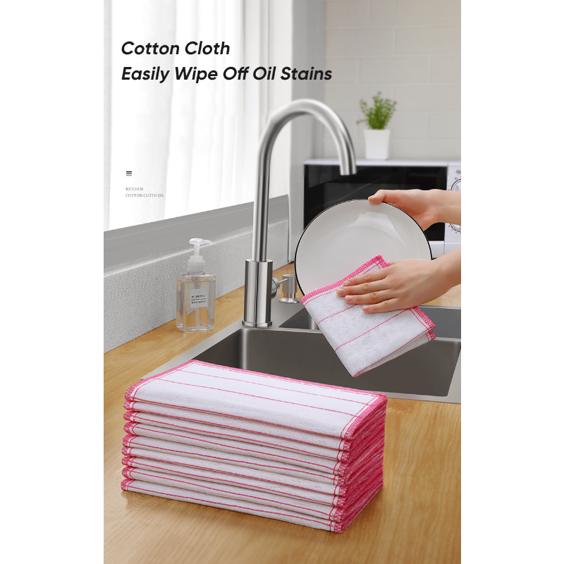 10pcs Kitchen Cleaning Cloths, Oil & Water Absorbent Dish Cloths