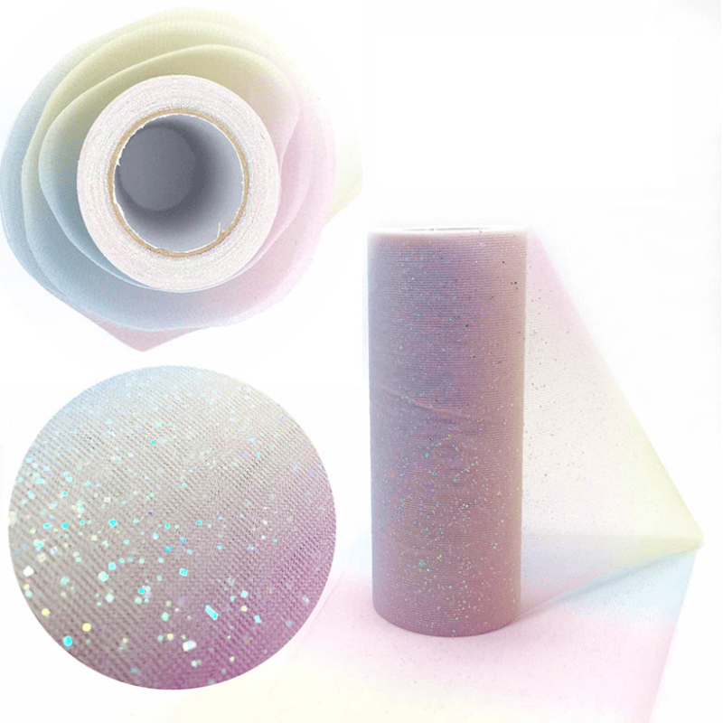 10yard Rainbow Glitter Tulle Roll Sequin Crystal - Temu