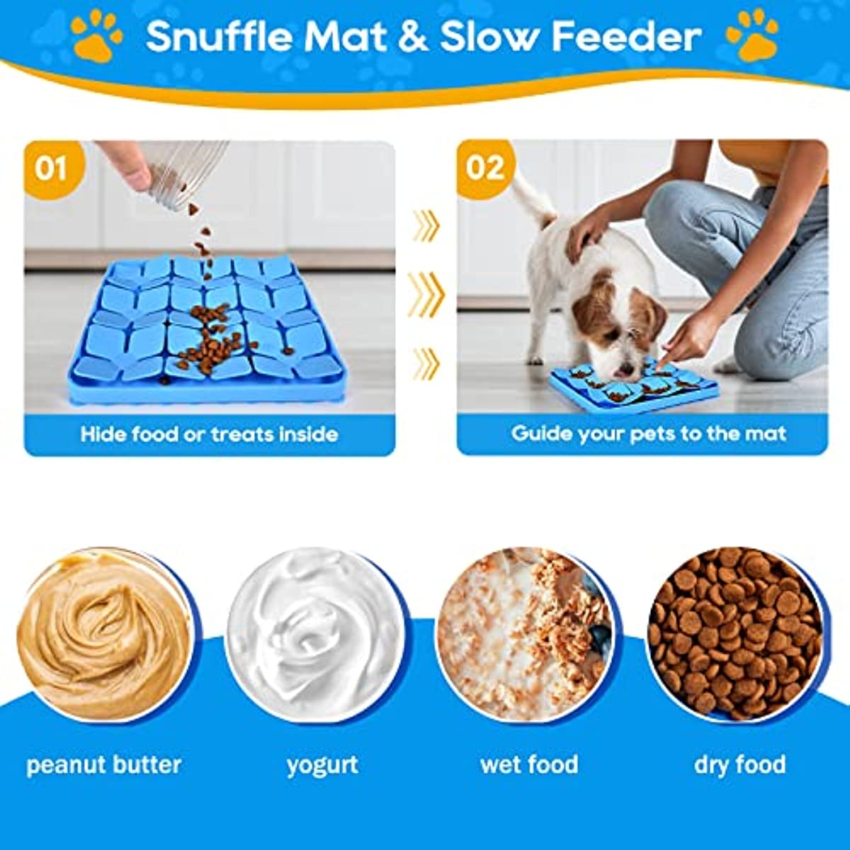 Puzzle Feeder Snuffle Mat for Dogs, Lick Mat for Dogs to Slow Down
