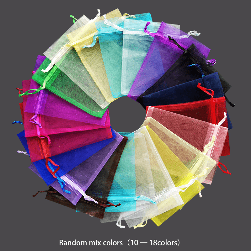 100pcs Organza Drawstrings Bags Jewelry Gift Package Yarn Pouch