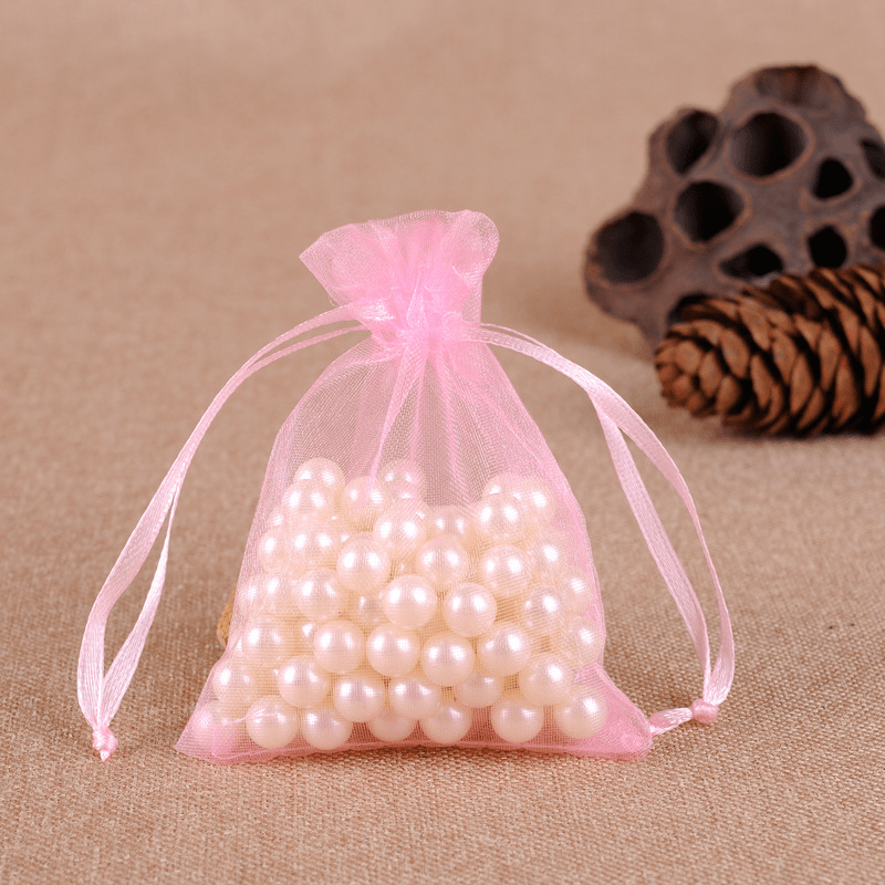 100pcs Organza Drawstrings Bags Jewelry Gift Package Yarn Pouch