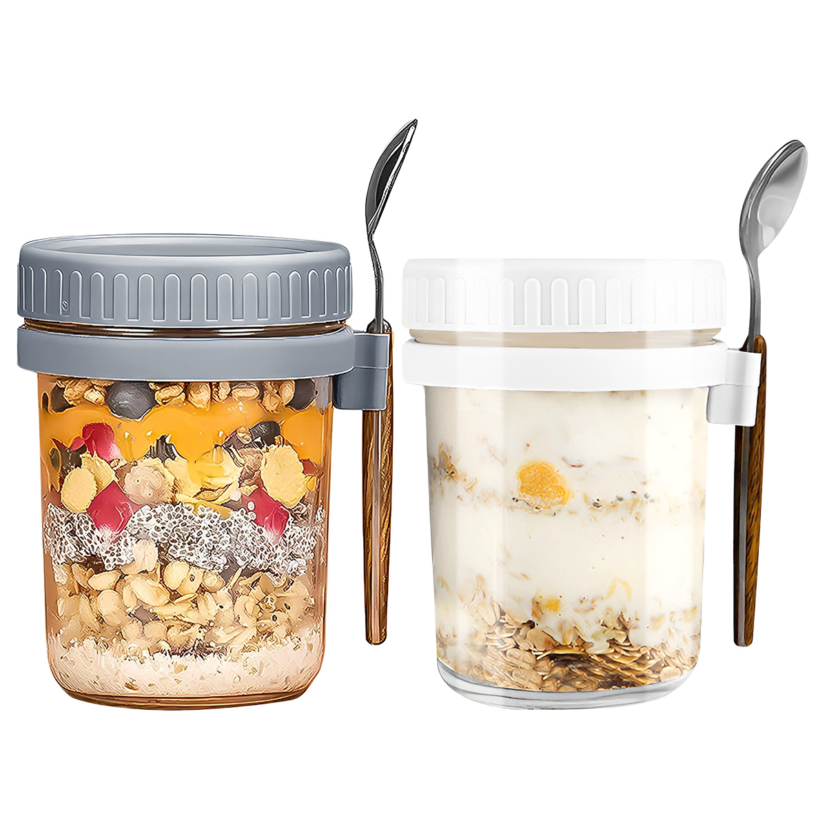 Reusable Overnight Oatmeal Container With Lids And Spoon - Perfect For Meal  Prep And Outdoor Picnics - Temu