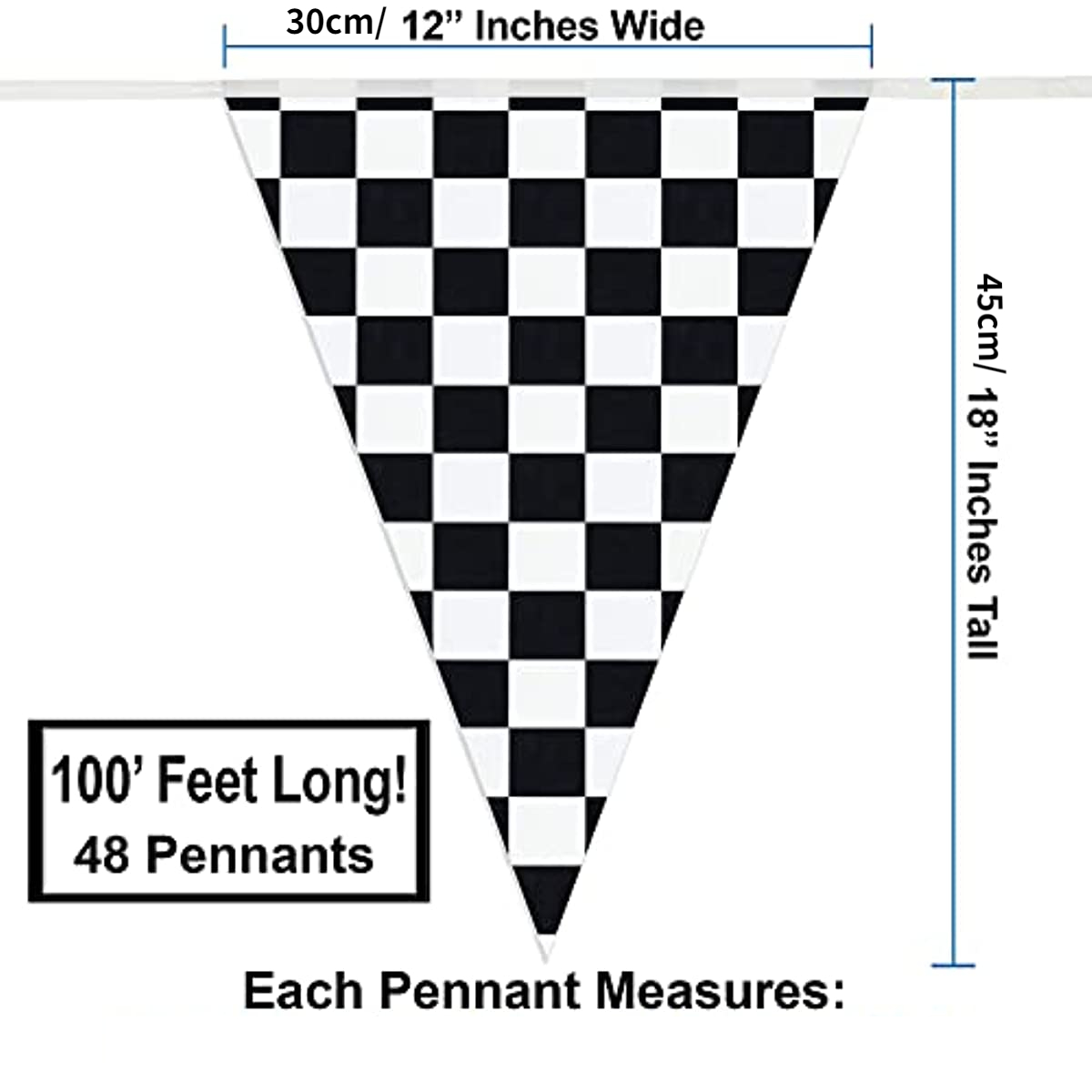 Checkered Flags Black And White 100’ Ft Pennant Racing Banner | Nascar ...