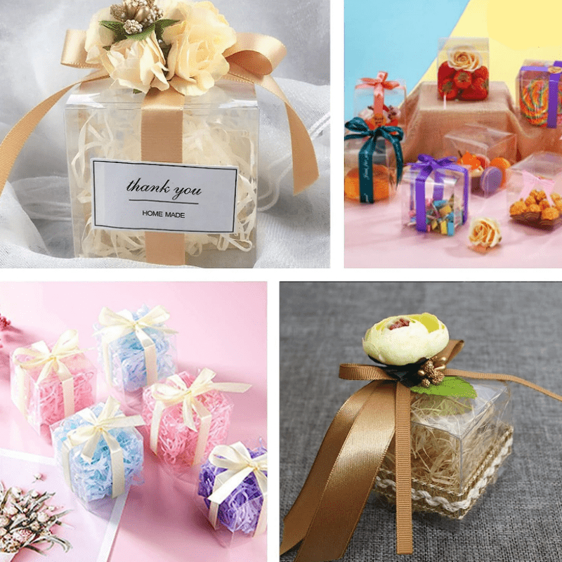 100 Pcs Clear Favor Boxes Plastic Gift Boxes 4 x 4 x 4 Inch Candy Boxes  Clear Gift Boxes Transparent Box PET Clear Box for Wedding Bridal Baby  Shower