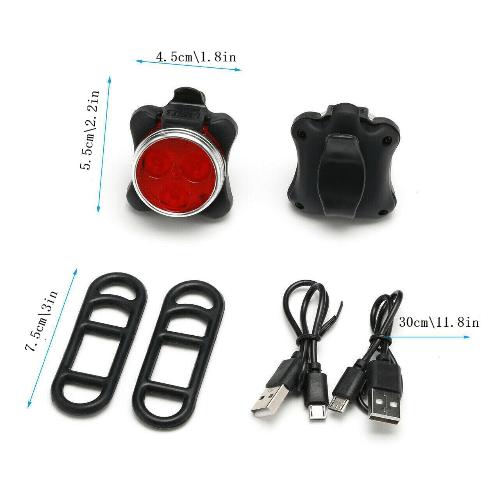 Luz LED USB recargable blanca o roja montaje fácil para patinete eléctrico,  bicicleta