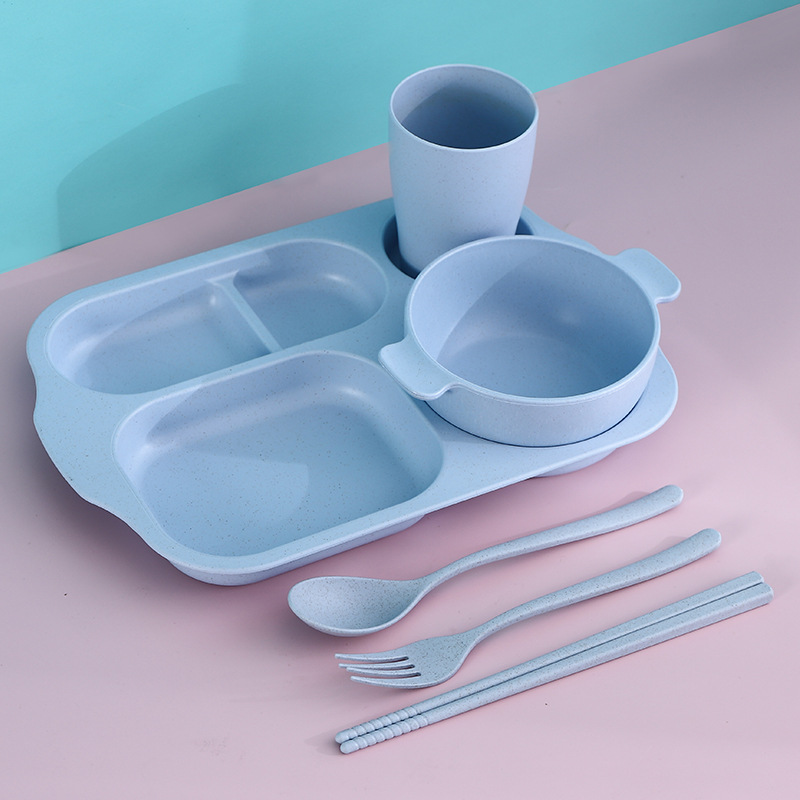 Wheat Divided Plates, Bowls, Chopsticks, Forks, Spoons And Cups