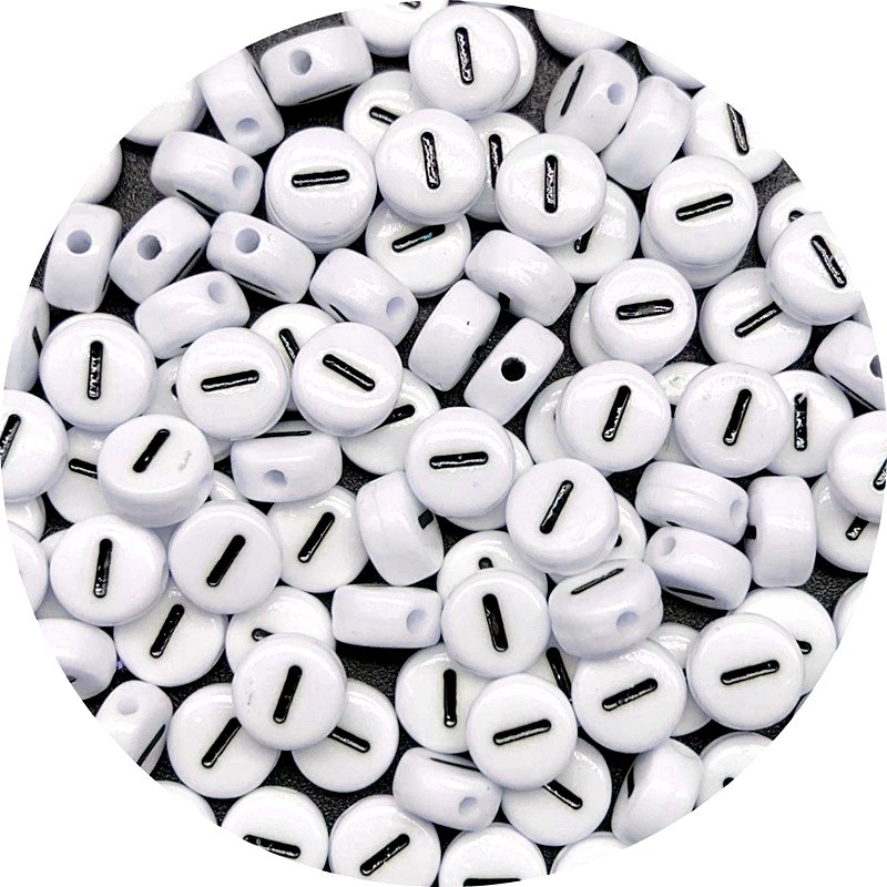 Alphabet Beads Black with White Letters, 7mm Round, 150 count