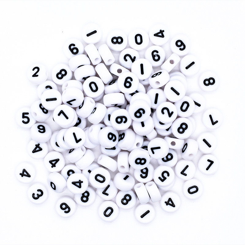 Flat Round Acrylic Beads Set 0 9 Number Beads For Diy - Temu