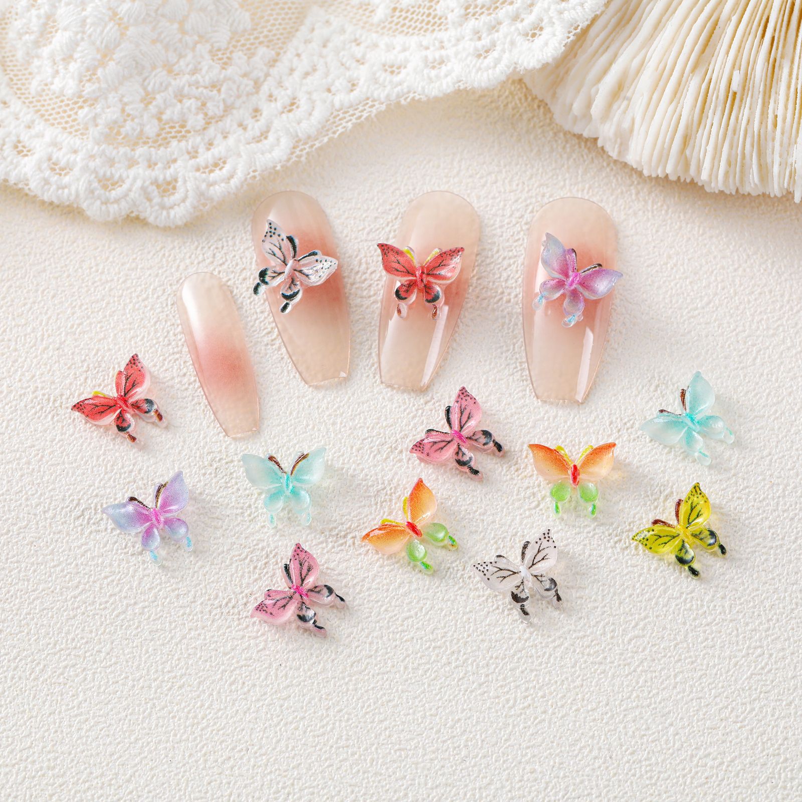 3d Acrylic Nail Charms 18 Colors Resin Butterflies Nail Art - Temu