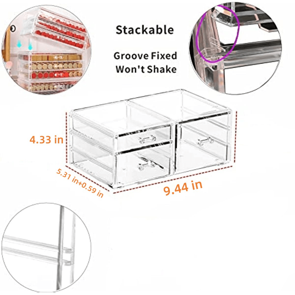 Stackable Clear Acrylic Makeup And Jewelry Organizer With - Temu