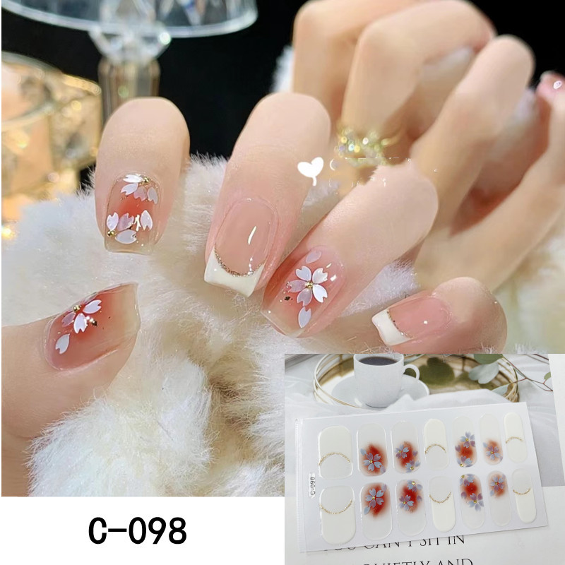 New Summer Nail Stickers 3D Glitter Foil for Nails DIY Flower Full Cover  Nail Wraps Self-adhesive Waterproof Manicure Stickers