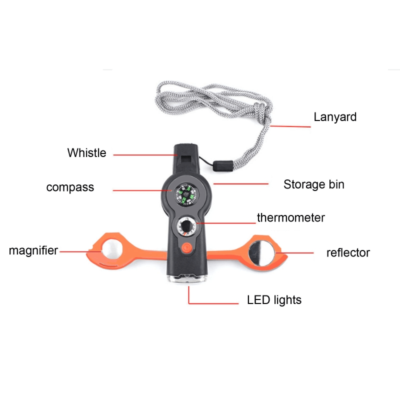 Pack 3 In 1 Emergency Survival Whistle With Compass And Thermometer, Loud  Safety Whistle With Lanyard For Hiking, Camping, Boating, Hunting, Fishing