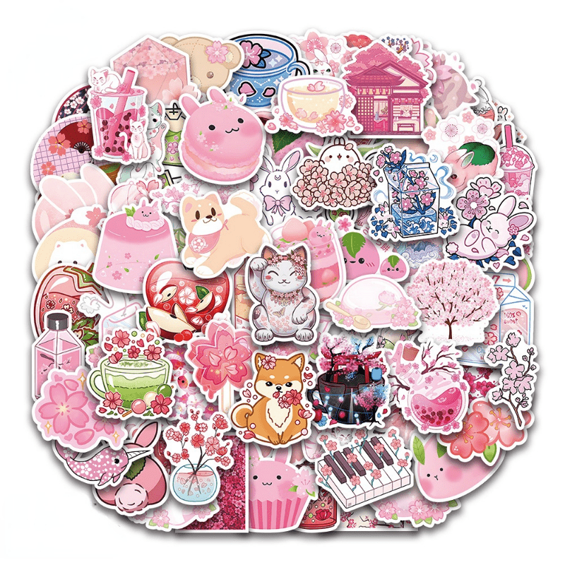 50Pcs/Set Kawaii Anime Mushroom Stickers Suitable For Laptops