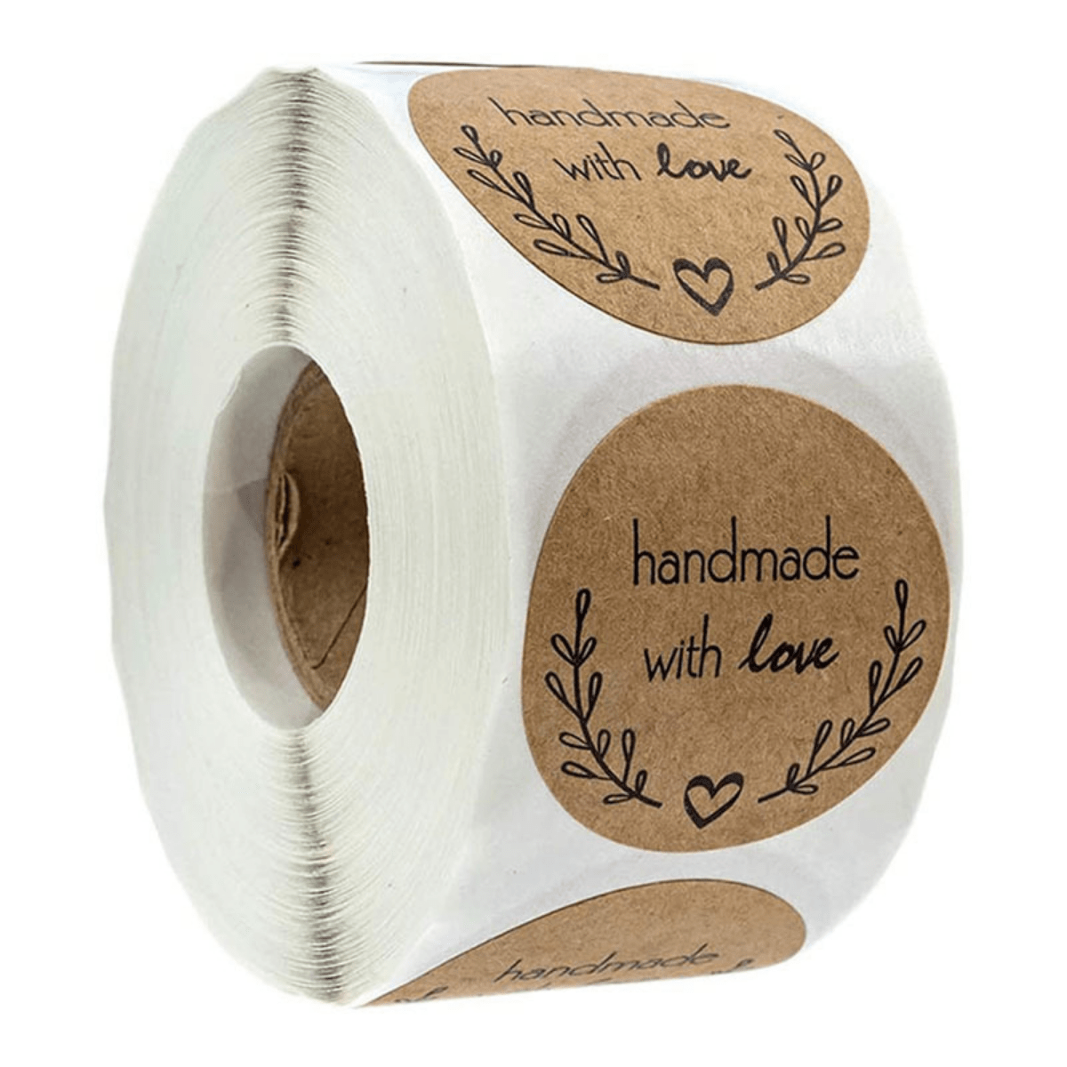 500pcs roll handmade with love stickers 1 inch brown kraft labels for canning storage gifts and more perfect for fathers day mothers day and party favors