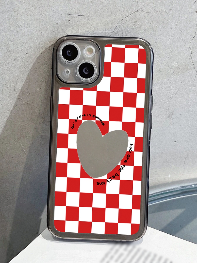 Heart Pattern Checkered Phone Case