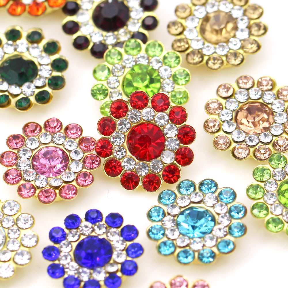 Mixed Colors Flower Shape Rhinestones Buttons For Clothes - Temu