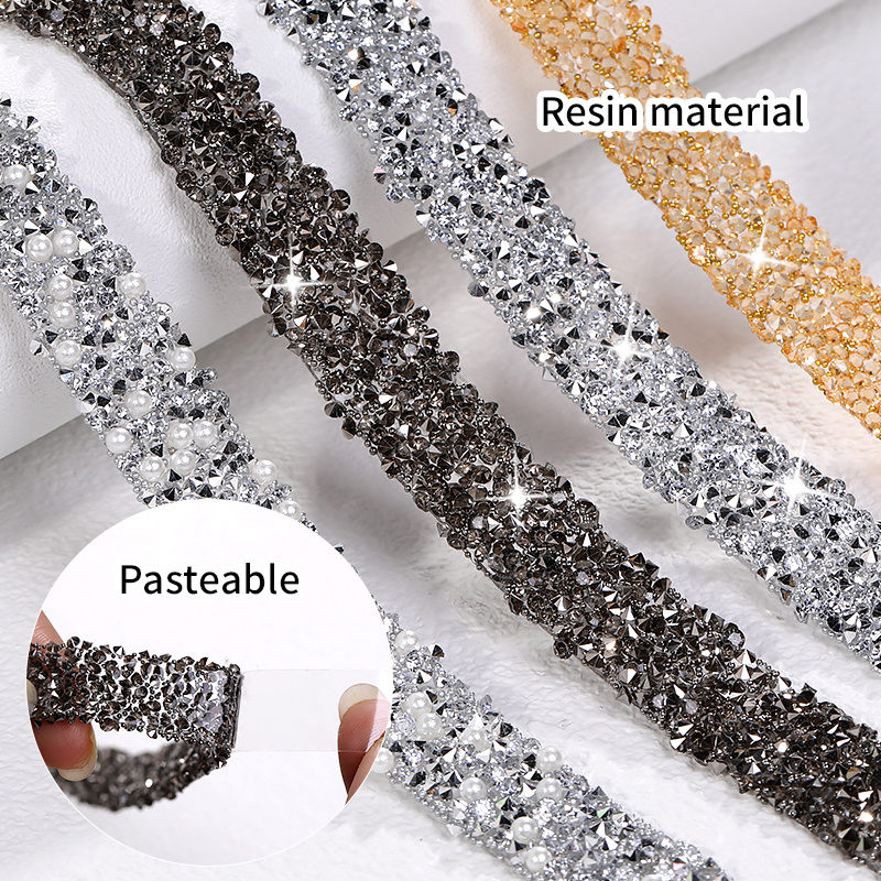 Glittering Rhinestone Ribbon Adhesive Rhinestone Tape Diy - Temu