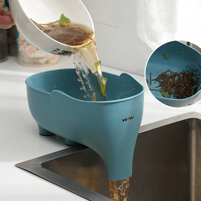 1pc sink strainer elephant sculpt leftover drain basket soup garbage filter anti skid fruit vegetable drainer kitchen accessories 0