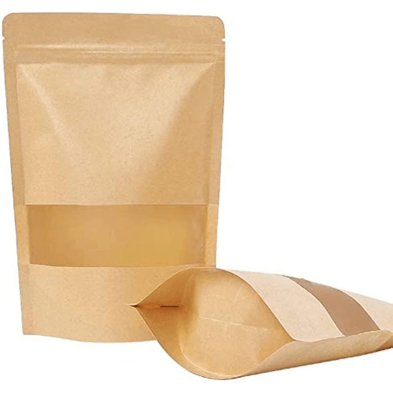 250g 8oz 1/2lb Kraft Paper Stand up Zipper Pouches Coffee Bags Coffee  Pouches with Valve (Pack of 50): Home & Kitchen 