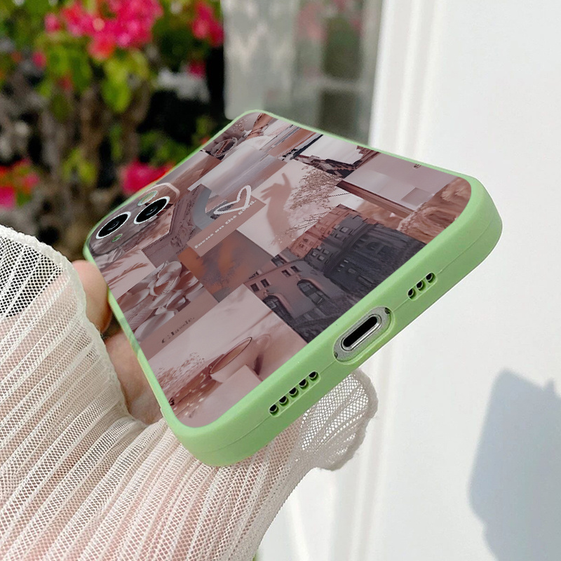 Pink Scenery Aesthetic Clear Case for iPhone X XR XS SE 7 8 11 12 13 14 15  Pro Mini Plus Pro Max