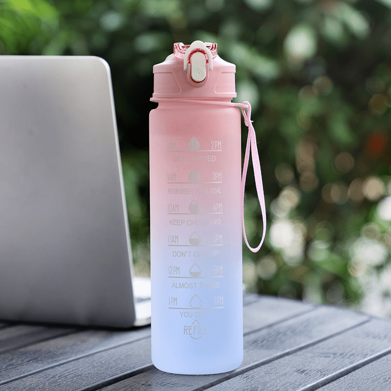 Water Bottles with Times to Drink, 35 OZ Large Gym Sports