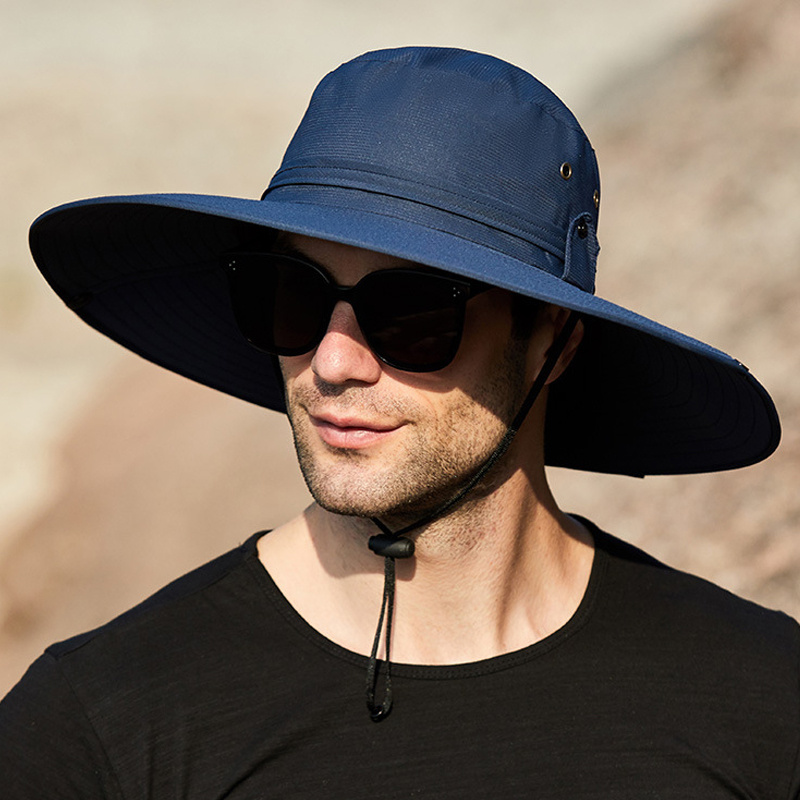 Men's Big Brim Sun Hat Uv Protection Breathable Waterproof - Temu