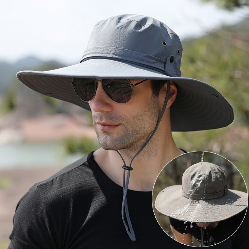 Men's Big Brim Sun Hat Uv Protection Breathable Waterproof - Temu