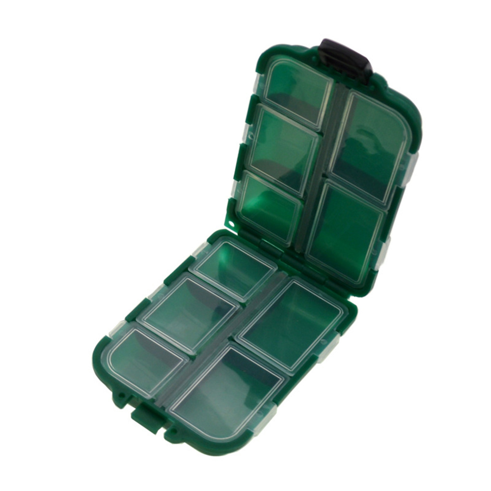 1pc Green 10 Compartments Fishing Tackle Box Lures Plastic