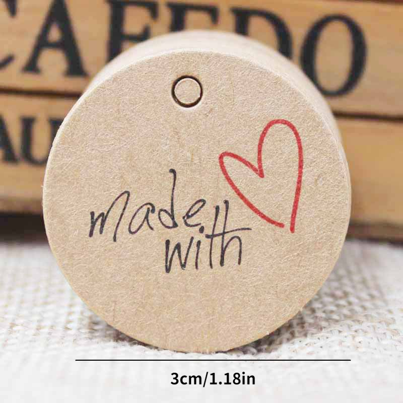 100pcs Make With Love Gift Tag Labels, Handmade Love Gift Tags, Round  Painted Handmade Gift Tags Kraft Gift Tags For Wedding Christmas Hanging  Decor C