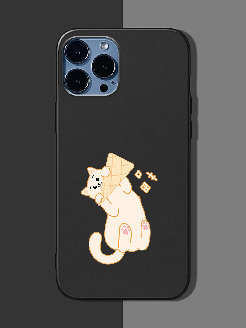 Anime Yellow Cat Holding A Cone Phone Case Iphone 14 Pro - Temu