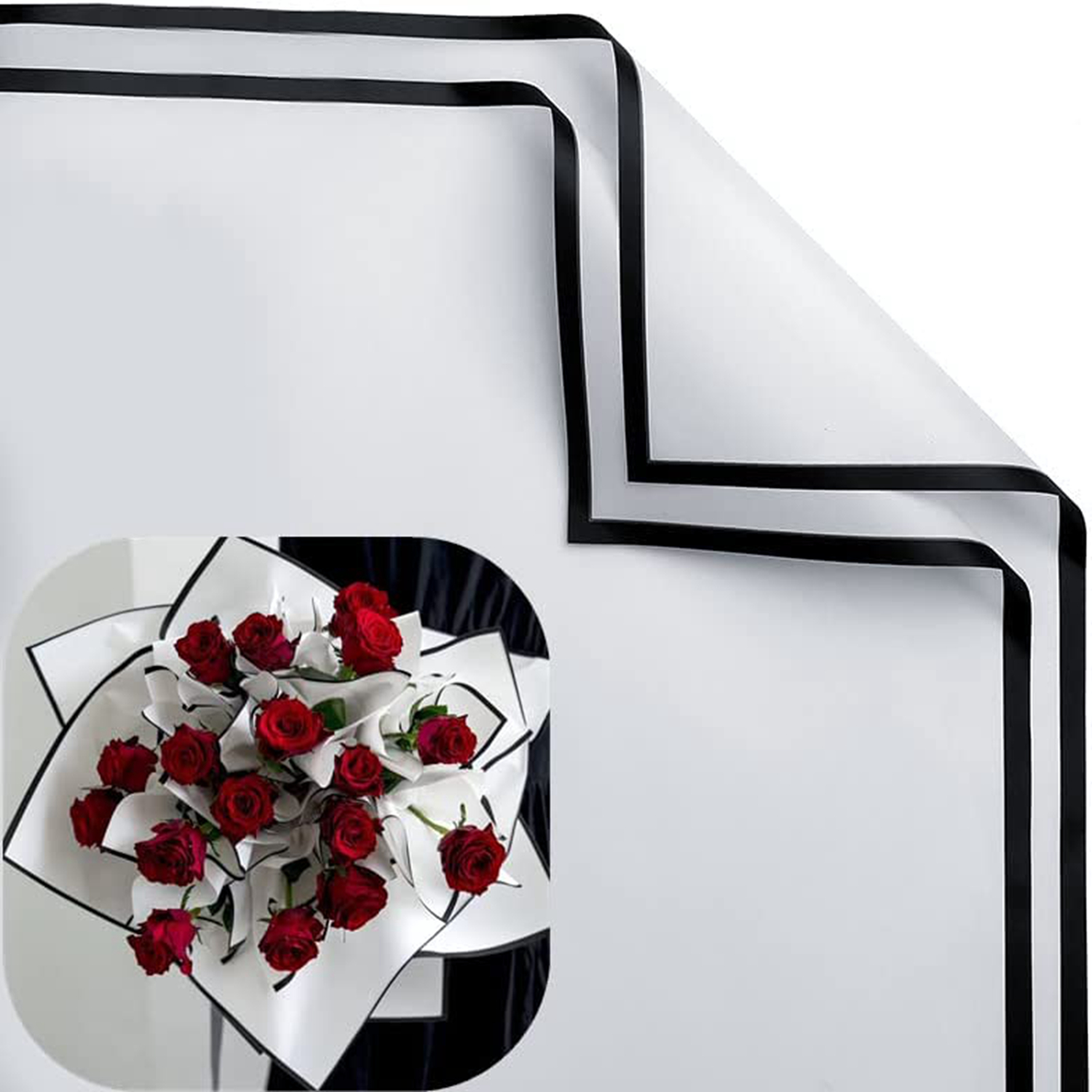 Flower Wrapping Paper Black White And 3 Colors Each 20 - Temu